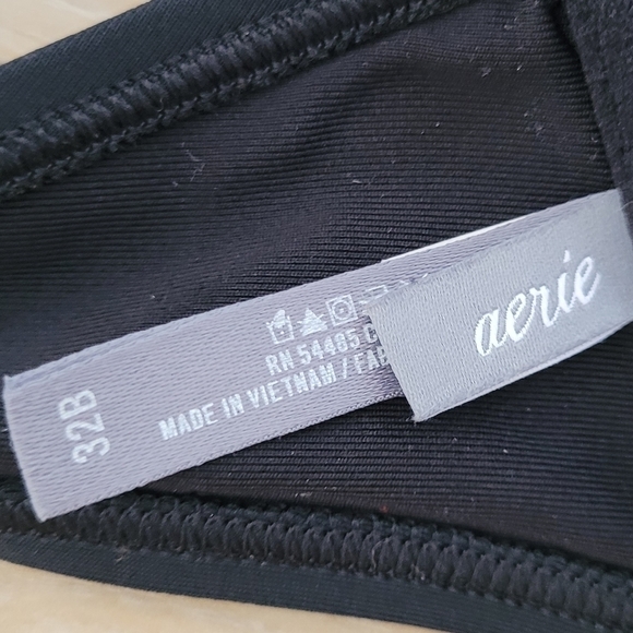 Aerie Perkier Push Up metal ring embellished bikini top black 32B - Picture 13 of 14
